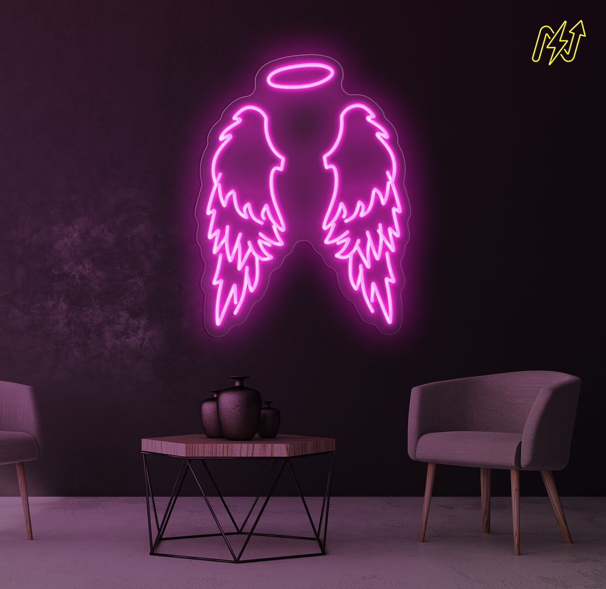 Angel Wings LED-neonbord in Hot Pink