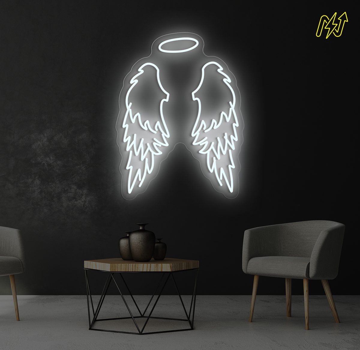 Angel Wings LED-neonbord in Koud Wit