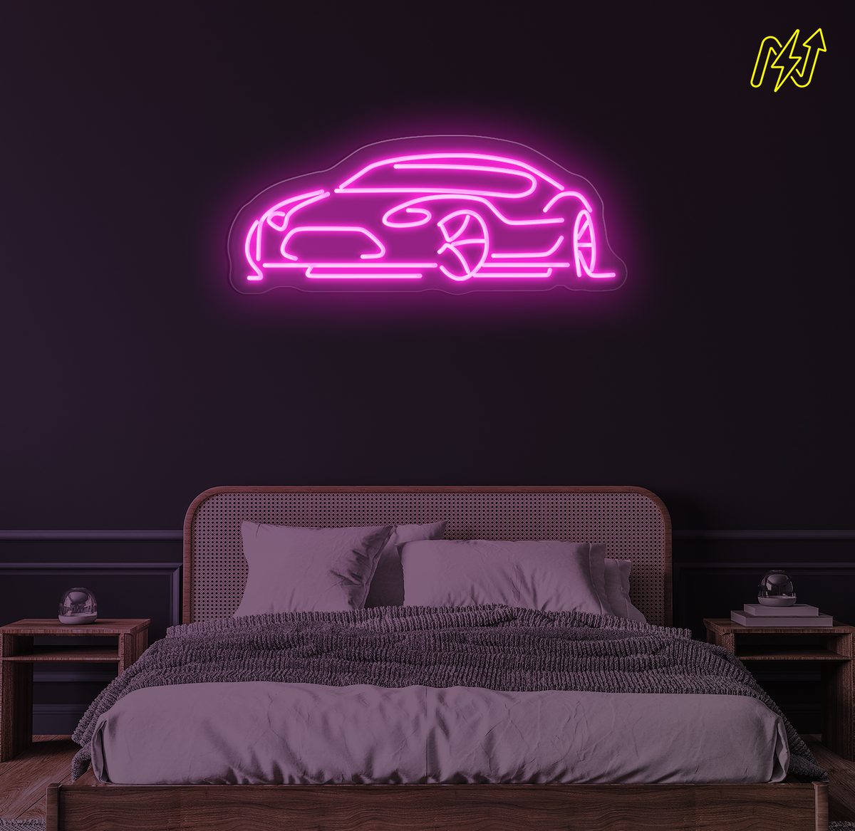 Hypercar LED-neonbord in Hot Pink