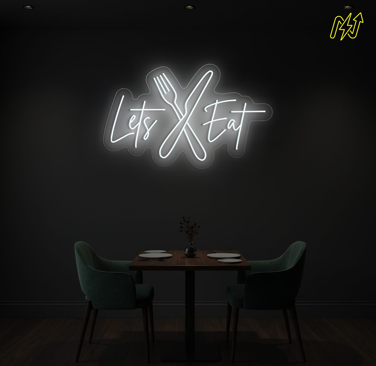 Let's Eat LED-neonbord in Koud Wit