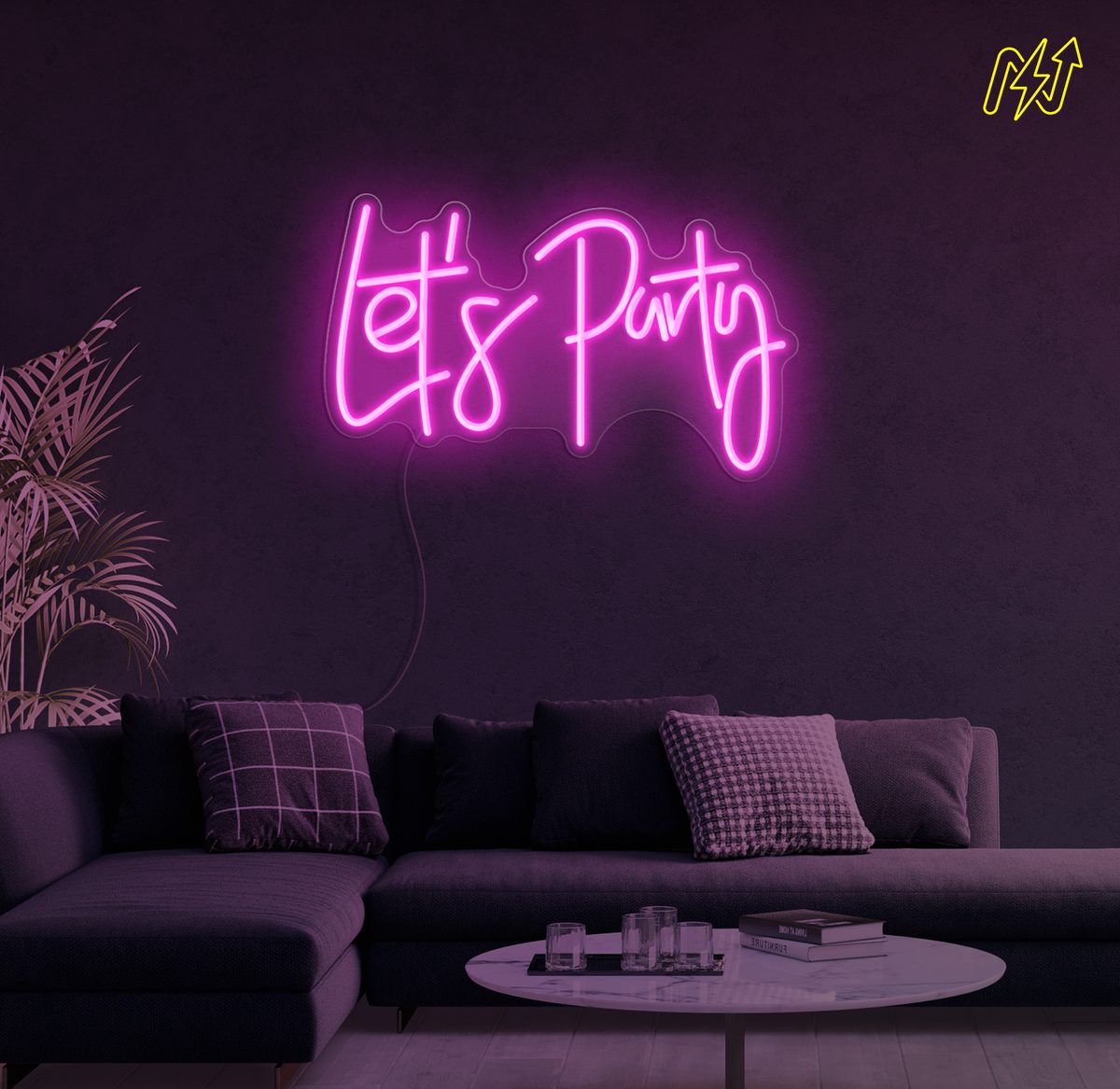 Let's Party LED-neonbord in Hot Pink
